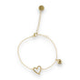 Gold charm bracelet with hearts - adjustable