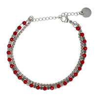 Silbernes Armband mit roten Glassteinen - elegantes Design