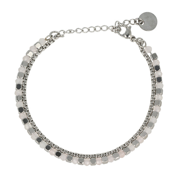 Zilveren Armband met Roze Glasstenen - Elegant Accessoire