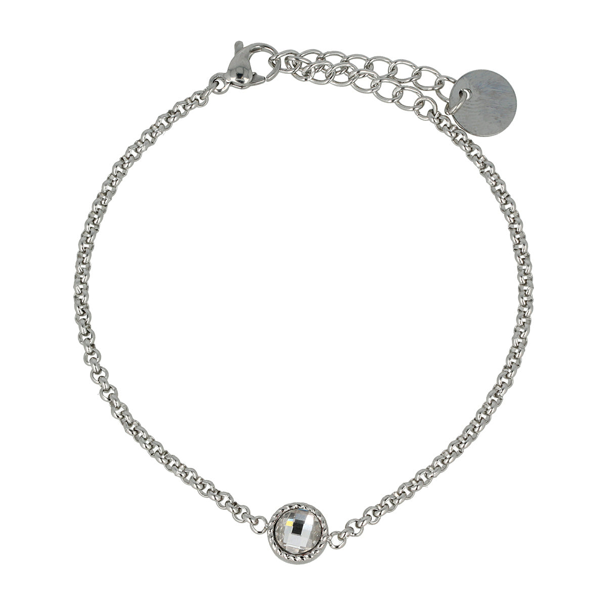 Silbernes Charm-Armband mit Kristallglasstein