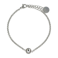 Silbernes Charm-Armband mit Kristallglasstein