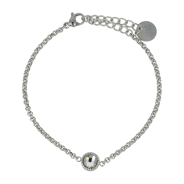Zilveren Bedelarmband met Kristal Glassteen