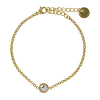 Vintage Gouden Bedelarmband met Kristal Glassteen