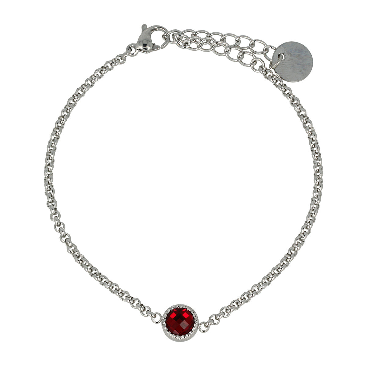 Vintage silbernes Charm-Armband mit rotem Steinchen