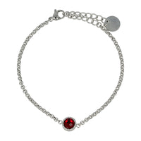 Vintage silbernes Charm-Armband mit rotem Steinchen