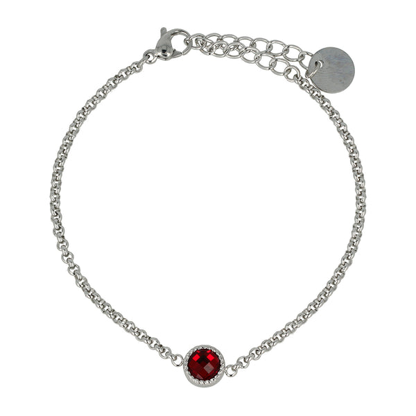 Vintage Zilveren Bedelarmband met Rood Steentje