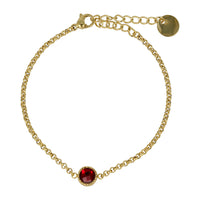 Vintage goldene Charm-Armband mit rotem Steinchen