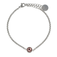 Silbernes Charm-Armband mit rosa Glasstein Vintage Twist