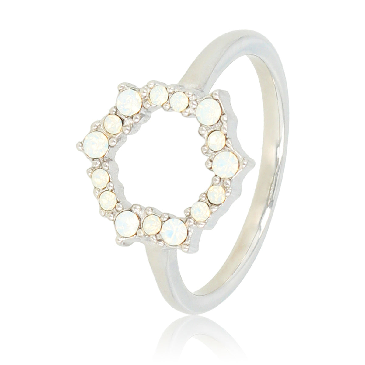 Ronde open ring - quartz stenen - zilver Stainless steel