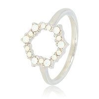 Ronde open ring - quartz stenen - zilver Stainless steel