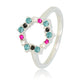 Open ring met kleurrijke zirkonia - zilver Stainless steel