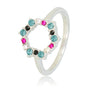 Open ring met kleurrijke zirkonia - zilver Stainless steel