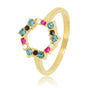Goudkleurige ring - kleurrijke zirkonia - Stainless steel