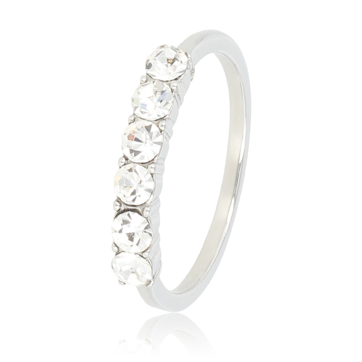 Zilveren ring met grote zirkonia stenen - hypoallergeen Stainless steel