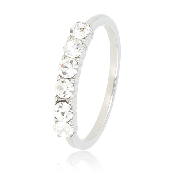 Zilveren ring met grote zirkonia stenen - hypoallergeen Stainless steel