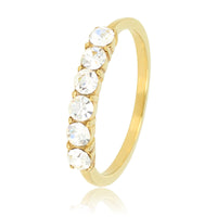 Goldener Ring mit großem weißem Zirkonia - hypoallergen Edelstahl