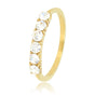Goldener Ring mit großem weißem Zirkonia - hypoallergen Edelstahl