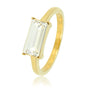 Goudkleurige edelstalen ring - witte kristal steen