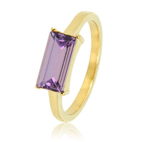 Ring Gold mit lila Glasstein - Edelstahl - 14K Goldbeschichtung