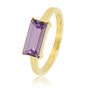 Ring goud met paarse glassteen - Stainless steel - 14K goldplating