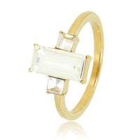 Gouden ring met quartz en zirkonia - 14K goldplating