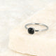 Silver stacking ring - black glass stone - minimalist