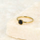 Gold extension ring - black glass stone - Stainless steel