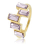 Designring goud - 5 aubergine kristalstenen - Stainless steel