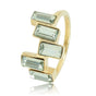 Designring goud - 5 blauwgroene kristalstenen - Stainless steel