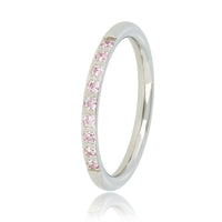 Feiner silberner Aufsteckring - rosa Zirkonia-Steine