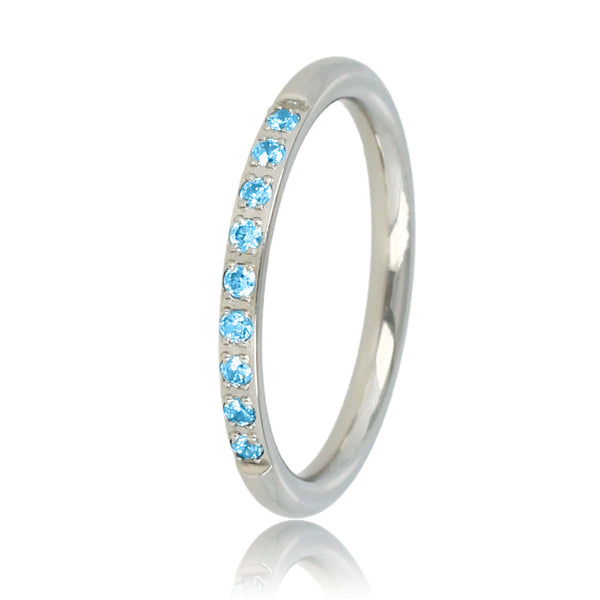 Fijne zilveren ring - blauwe zirkonia - 5 kleuren beschikbaar
