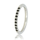 Fine silver stacking ring - black zirconia stones