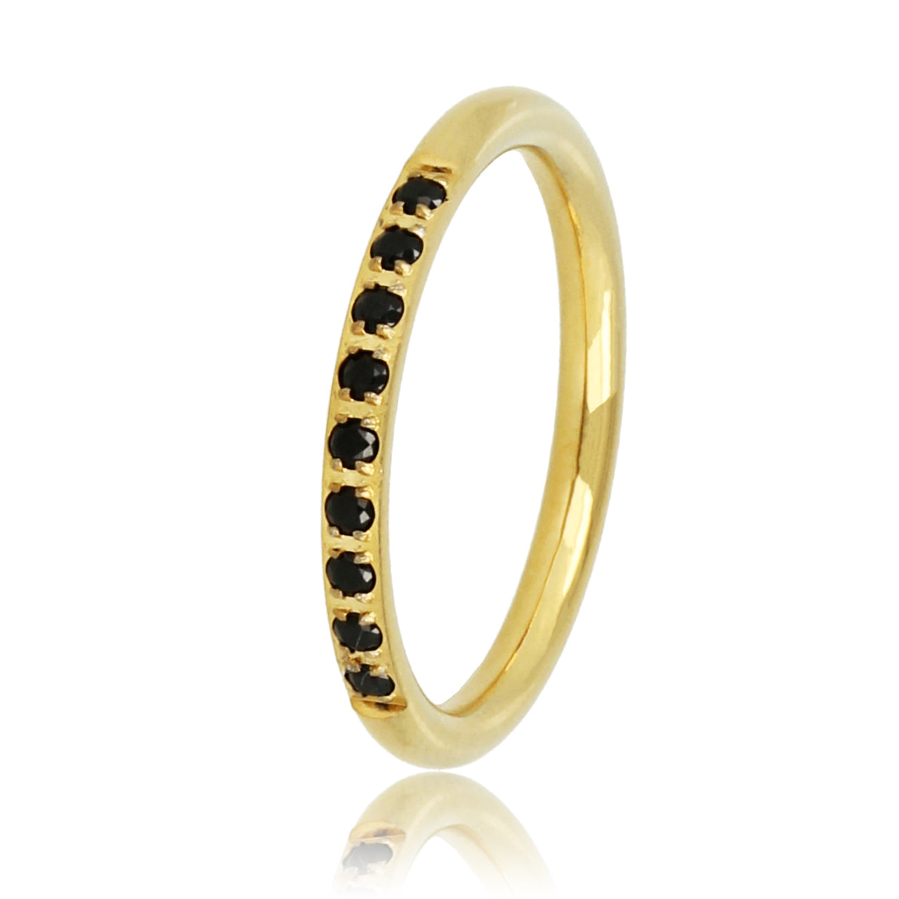 Feiner Aufsteckring Gold - schwarze Zirkonia-Steine