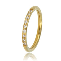 Feiner Anschlussring Gold - weiße Zirkonia-Steine