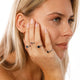 Silver ring - hexagon - dark pink glass stone