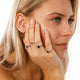 Zilveren ring - zeshoek - zwarte glassteen - vintage look