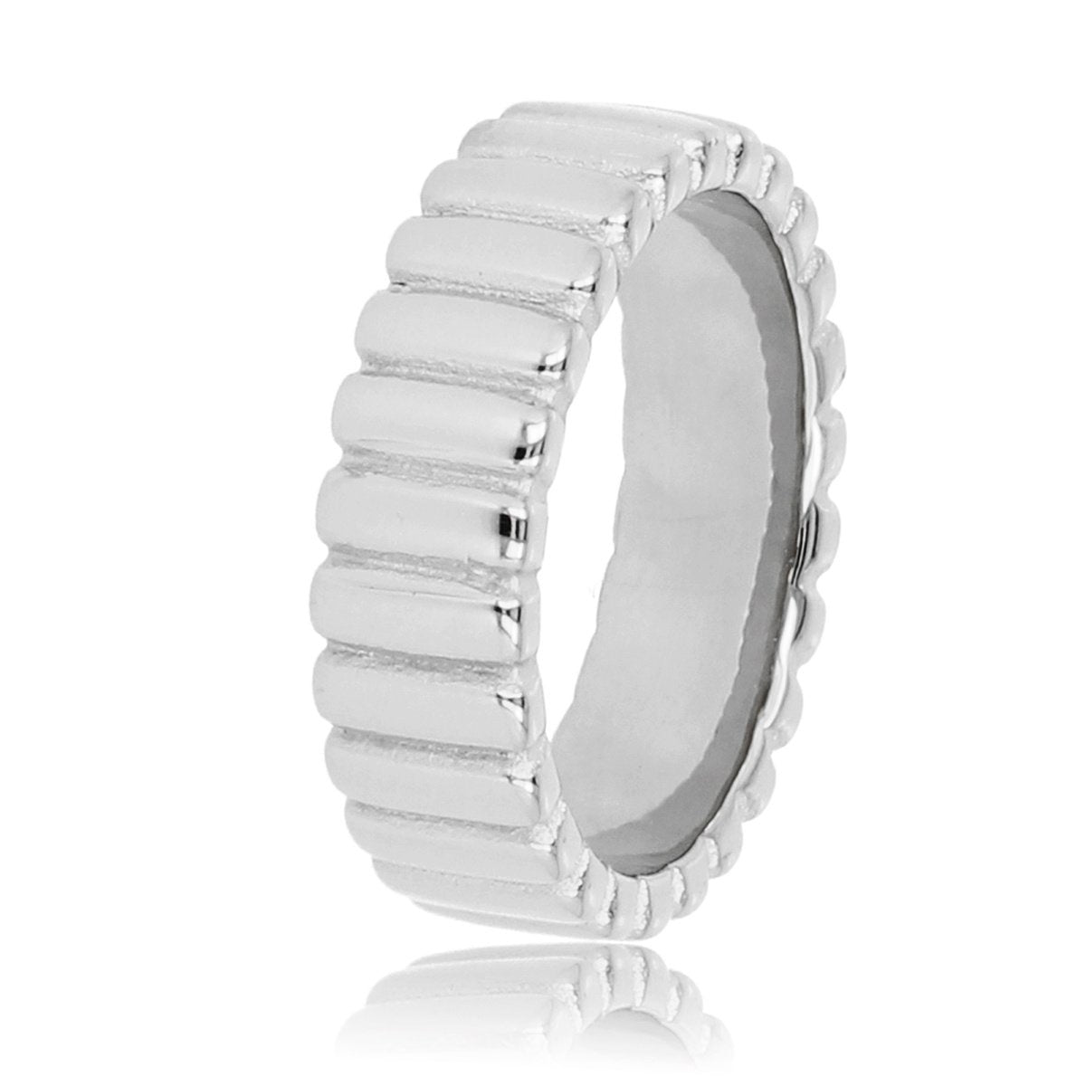 Silver-colored ring - stylish ridges - timeless charm