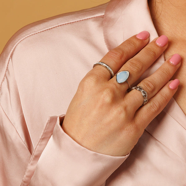 Zilveren ring met zirkonia - 3 mm breed - hypoallergeen