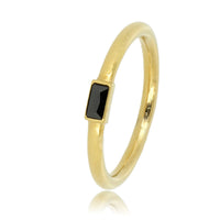 Gouden aanschuifring - Kleine zwarte glassteen - Elegant accessoire