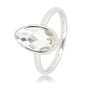 Silver ring - twisted edge - white crystal drop