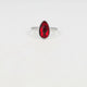 Silberner Ring - gedrehter Rand - roter Glasstein Tropfen