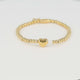 Golden Beaded Bracelet with Heart and Precious Stone - White Quartz