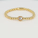 Elastic Beaded Bracelet with Square Crystal Glass - Amber & Gold-Colored