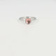 Silver ring - hexagon - dark pink glass stone