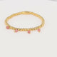 Elastic Bracelet with Round Gemstone Charms • Rhodonite