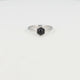 Silver ring - hexagon - black glass stone - vintage look