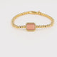 Bracelet with Rectangular Gemstone and Ridged Edge • Pink Moonstone