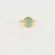 Ring with Heart Detail and Round Gemstone • Green Fluorite