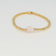 Elastic stainless steel bracelet with rose quartz charm