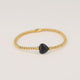Elastic Onyx Bracelet with Heart Charm